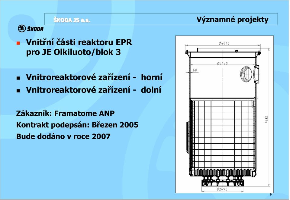 Vnitroreaktorové zařízení - dolní Zákazník: Framatome