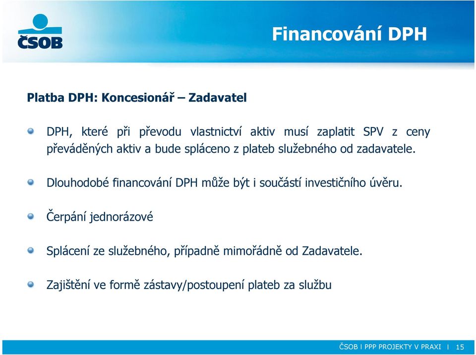 Dlouhodobé financování DPH může být i součástí investičního úvěru.