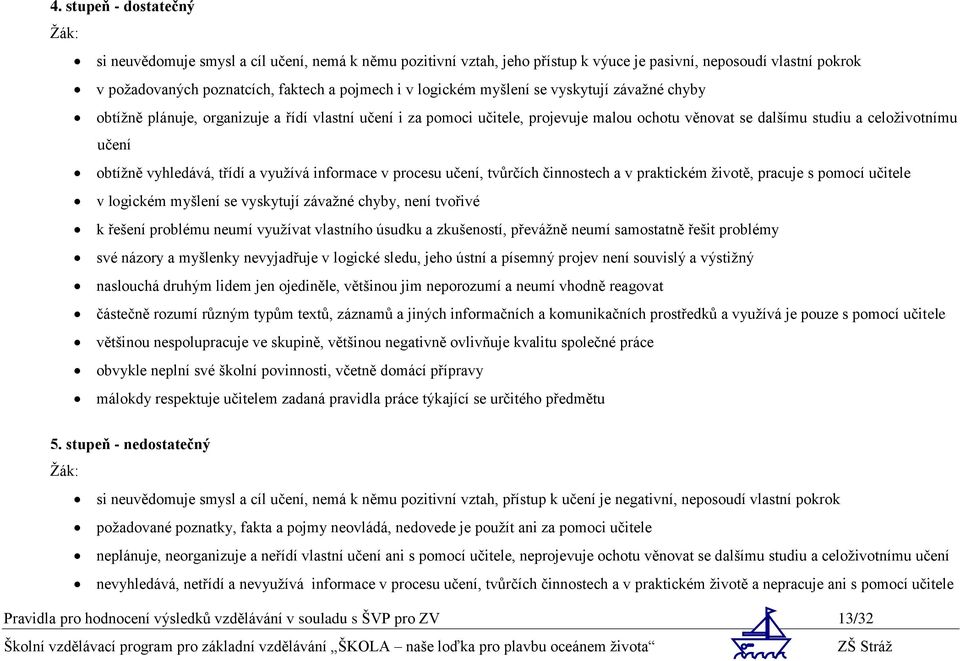 vyhledává, třídí a využívá informace v procesu učení, tvůrčích činnostech a v praktickém životě, pracuje s pomocí učitele v logickém myšlení se vyskytují závažné chyby, není tvořivé k řešení problému