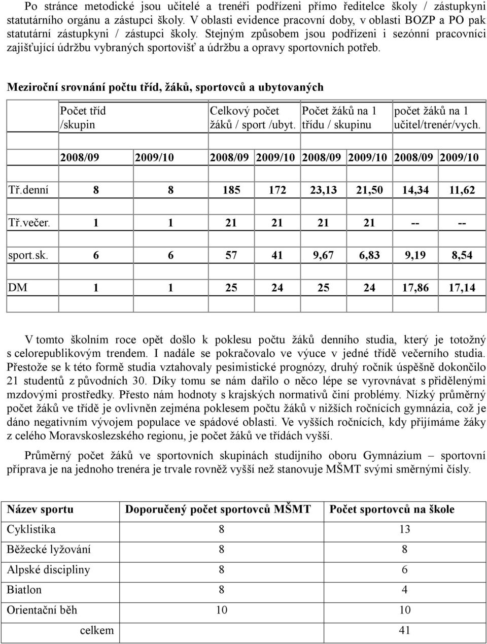 Stejným způsobem jsou podřízeni i sezónní pracovníci zajišťující údržbu vybraných sportovišť a údržbu a opravy sportovních potřeb.