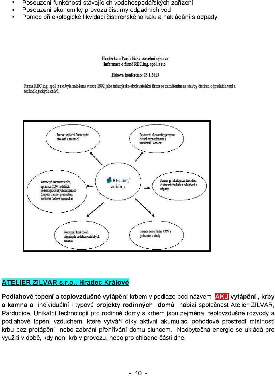 , Hradec Králové Podlahové topení a teplovzdušné vytápění krbem v podlaze pod názvem AKU vytápění, krby a kamna a individuální i typové projekty rodinných domů nabízí společnost Atelier