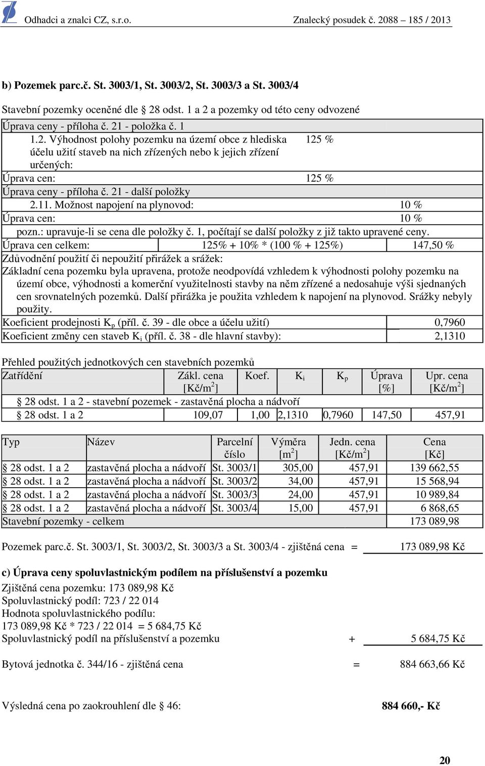 odst. 1 a 2 a pozemky od této ceny odvozené Úprava ceny - příloha č. 21 - položka č. 1 1.2. Výhodnost polohy pozemku na území obce z hlediska 125 % účelu užití staveb na nich zřízených nebo k jejich zřízení určených: Úprava cen: 125 % Úprava ceny - příloha č.