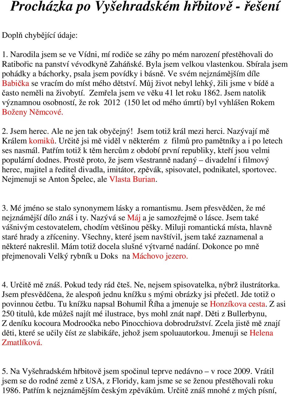 Můj život nebyl lehký, žili jsme v bídě a často neměli na živobytí. Zemřela jsem ve věku 41 let roku 1862.