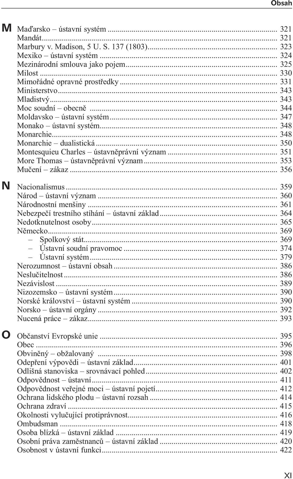 .. 348 Monarchie dualistická... 350 Montesquieu Charles ústavněprávní význam... 351 More Thomas ústavněprávní význam... 353 Mučení zákaz... 356 N Nacionalismus... 359 Národ ústavní význam.