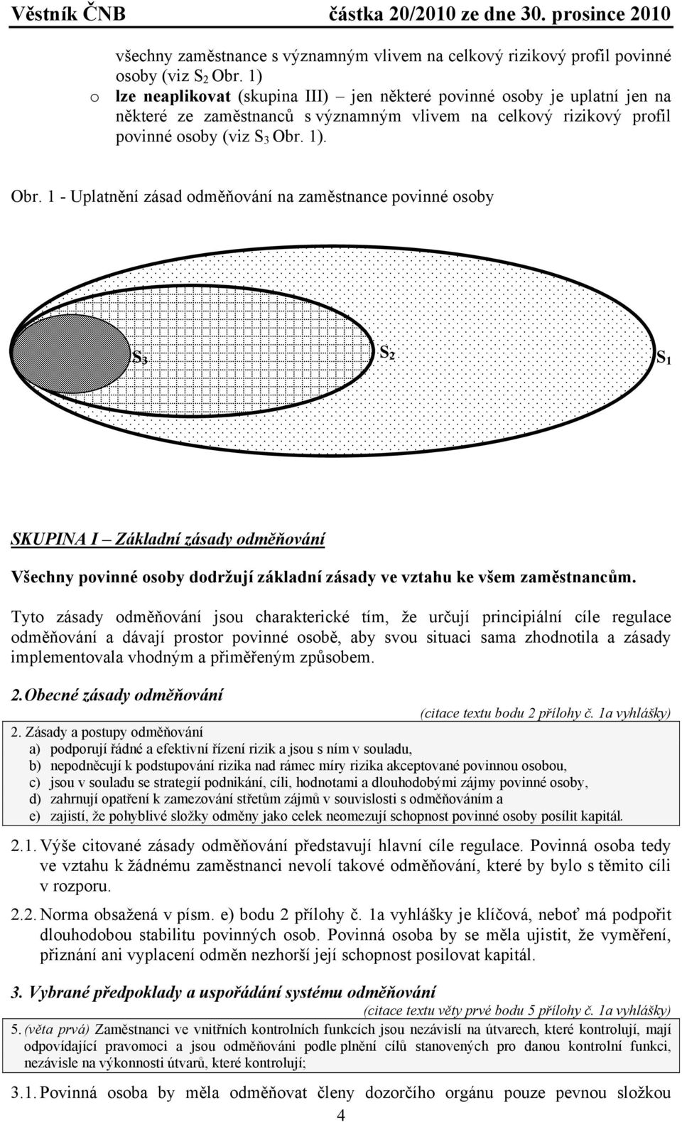 1). Obr. 1 - Uplatnění zásad odměňování na zaměstnance povinné osoby S 3 S 2 S 1 SKUPINA I Základní zásady odměňování Všechny povinné osoby dodržují základní zásady ve vztahu ke všem zaměstnancům.