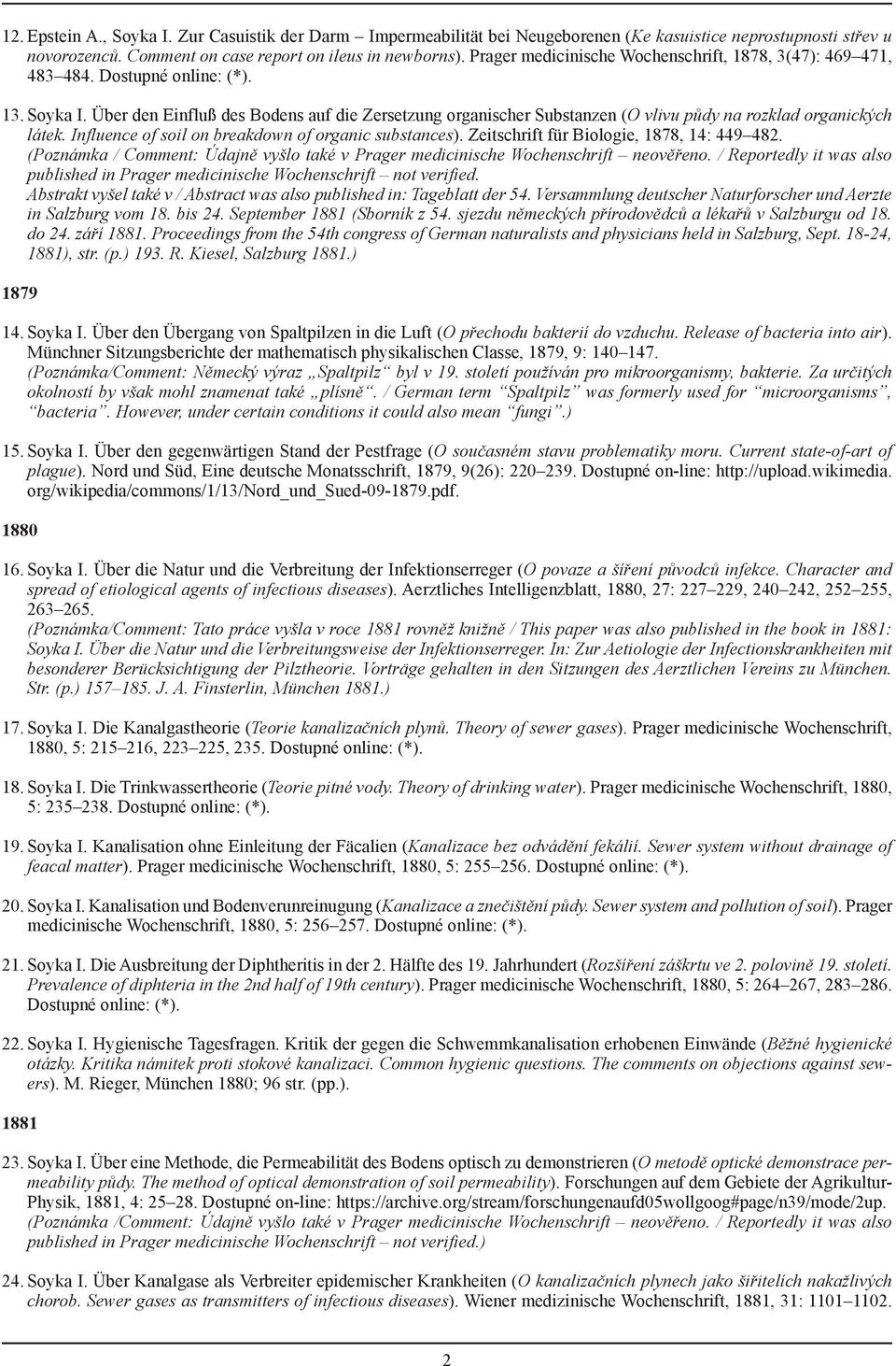 Über den Einfluß des Bodens auf die Zersetzung organischer Substanzen (O vlivu půdy na rozklad organických látek. Influence of soil on breakdown of organic substances).