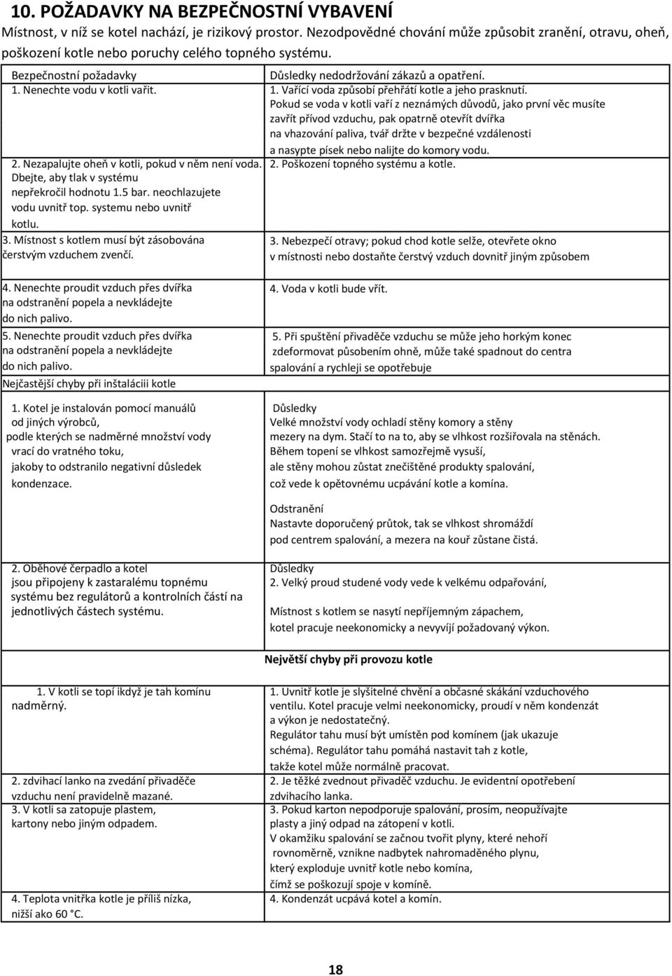 Nenechte vodu v kotli vařit. 1. Vařící voda způsobí přehřátí kotle a jeho prasknutí.