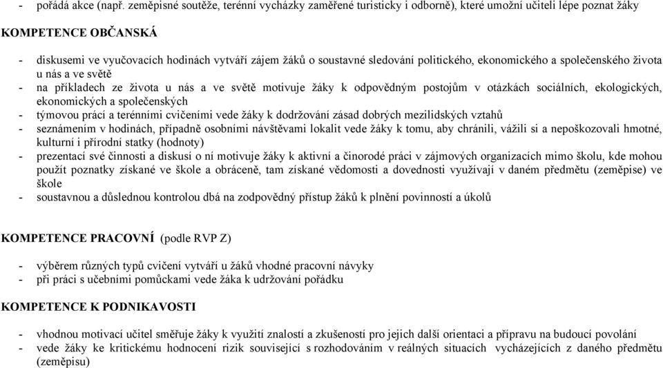 sledování politického, ekonomického a společenského života u nás a ve světě - na příkladech ze života u nás a ve světě motivuje žáky k odpovědným postojům v otázkách sociálních, ekologických,