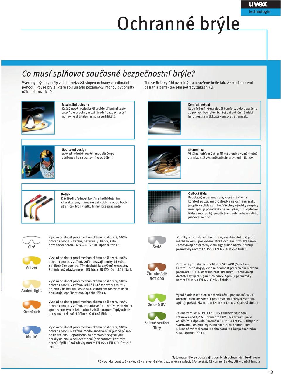 Maximální ochrana Každý nový model brýlí projde přísnými testy a splňuje všechny mezinárodní bezpečnostní normy, Je držitelem mnoha certifikátů.