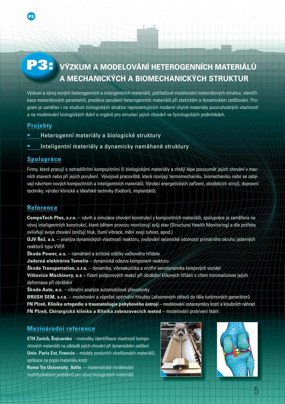 Pro- gram je zaměřen i na studium biologických struktur reprezentujících moderní chytré materiály pozoruhodných vlastností a na modelování biologických tkání a orgánů pro simulaci jejich chování ve