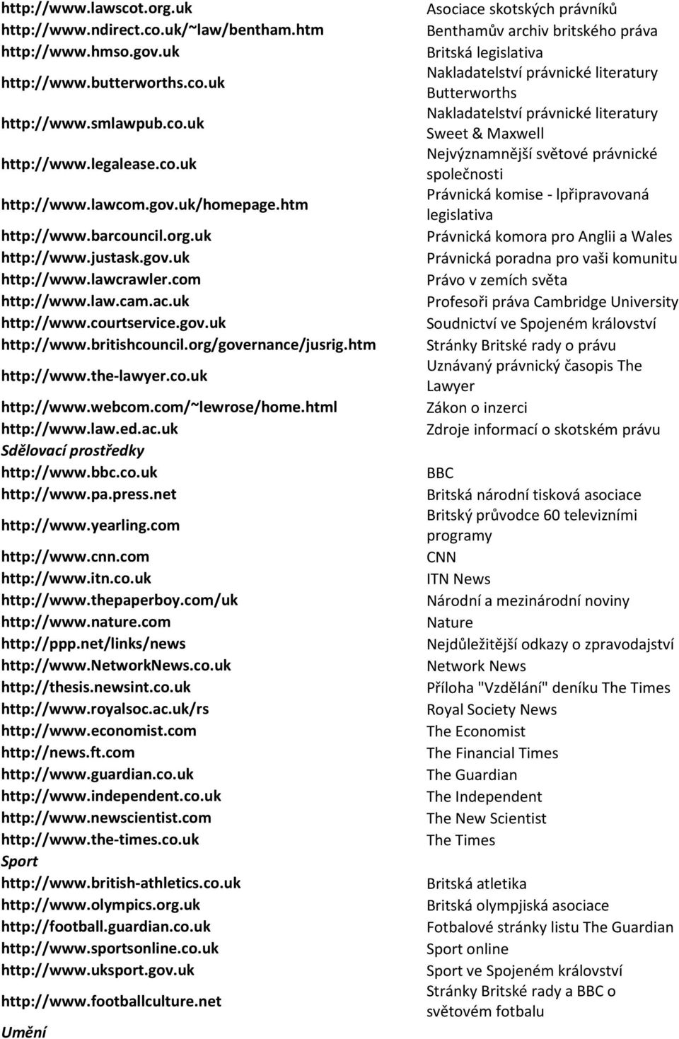 htm http://www.the-lawyer.co.uk http://www.webcom.com/~lewrose/home.html http://www.law.ed.ac.uk Sdělovací prostředky http://www.bbc.co.uk http://www.pa.press.net http://www.yearling.com http://www.