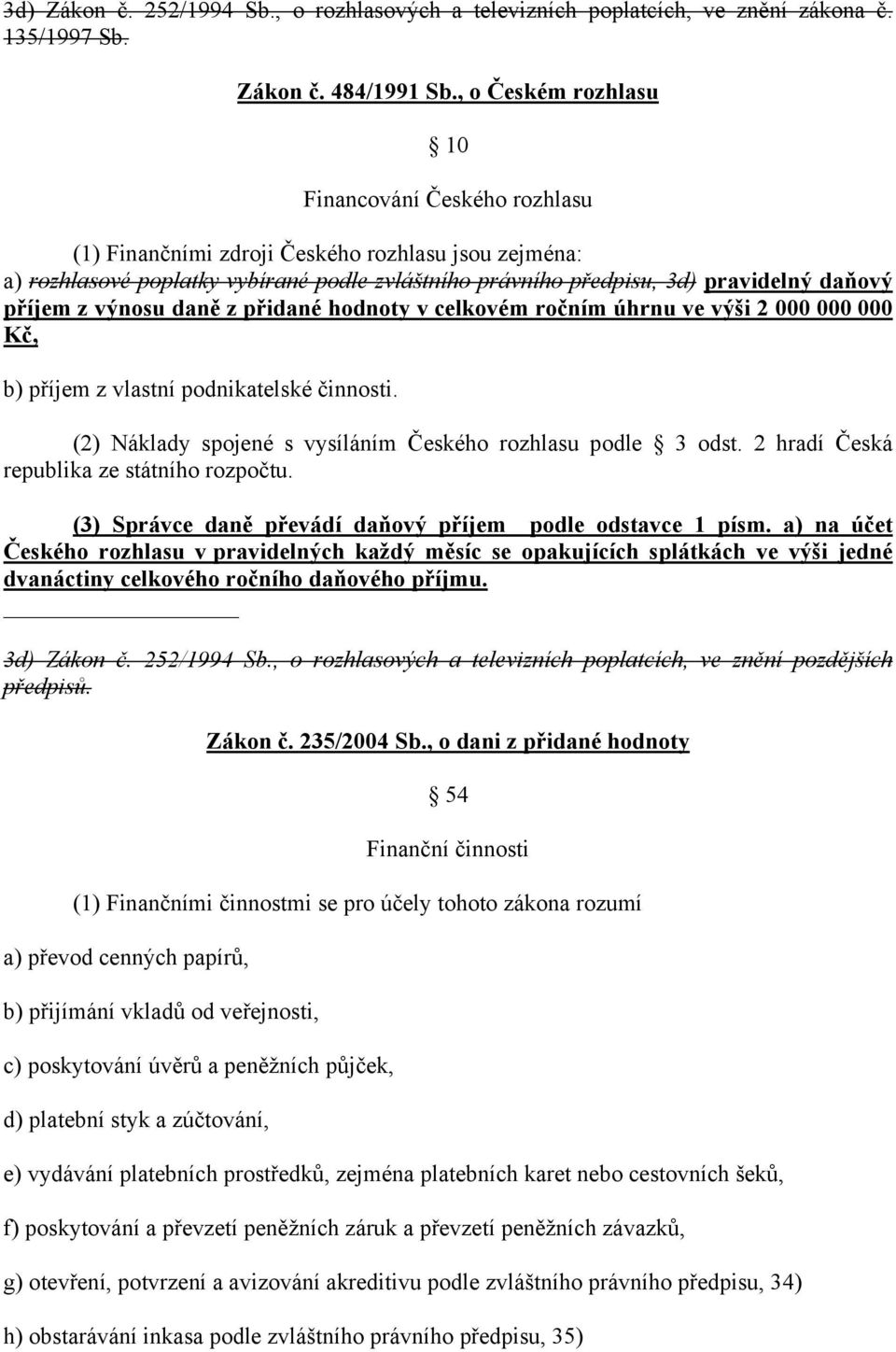 příjem z výnosu daně z přidané hodnoty v celkovém ročním úhrnu ve výši 2 000 000 000 Kč, b) příjem z vlastní podnikatelské činnosti. (2) Náklady spojené s vysíláním Českého rozhlasu podle 3 odst.