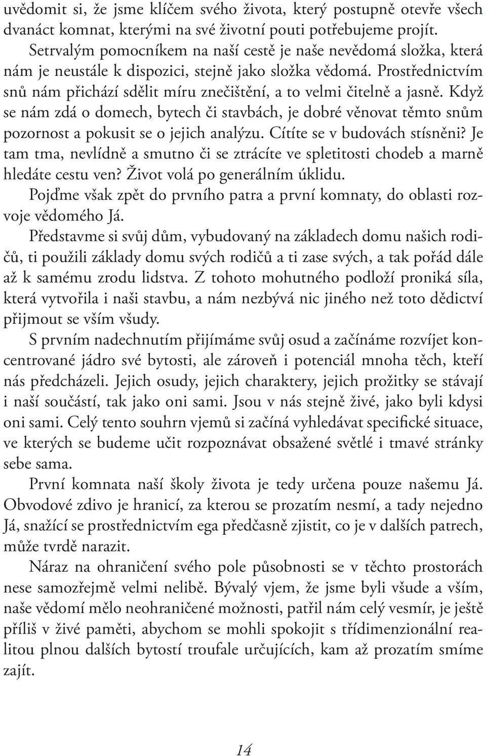 Prostřednictvím snů nám přichází sdělit míru znečištění, a to velmi čitelně a jasně. Když se nám zdá o domech, bytech či stavbách, je dobré věnovat těmto snům pozornost a pokusit se o jejich analýzu.