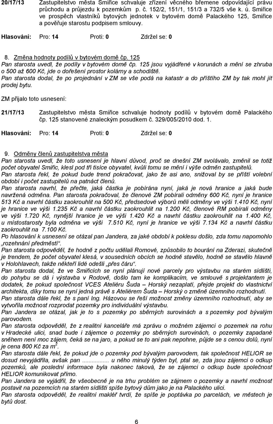 125 Pan starosta uvedl, že podíly v bytovém domě čp. 125 jsou vyjádřené v korunách a mění se zhruba o 500 až 600 Kč, jde o dořešení prostor kolárny a schodiště.