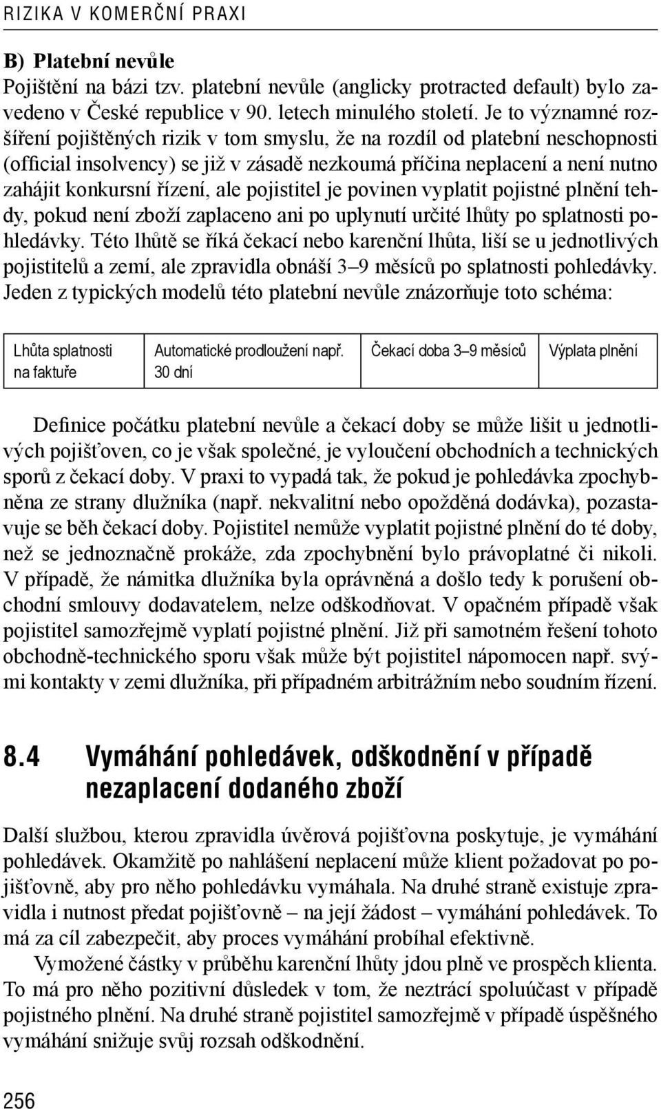 ale pojistitel je povinen vyplatit pojistné plnění tehdy, pokud není zboží zaplaceno ani po uplynutí určité lhůty po splatnosti pohledávky.