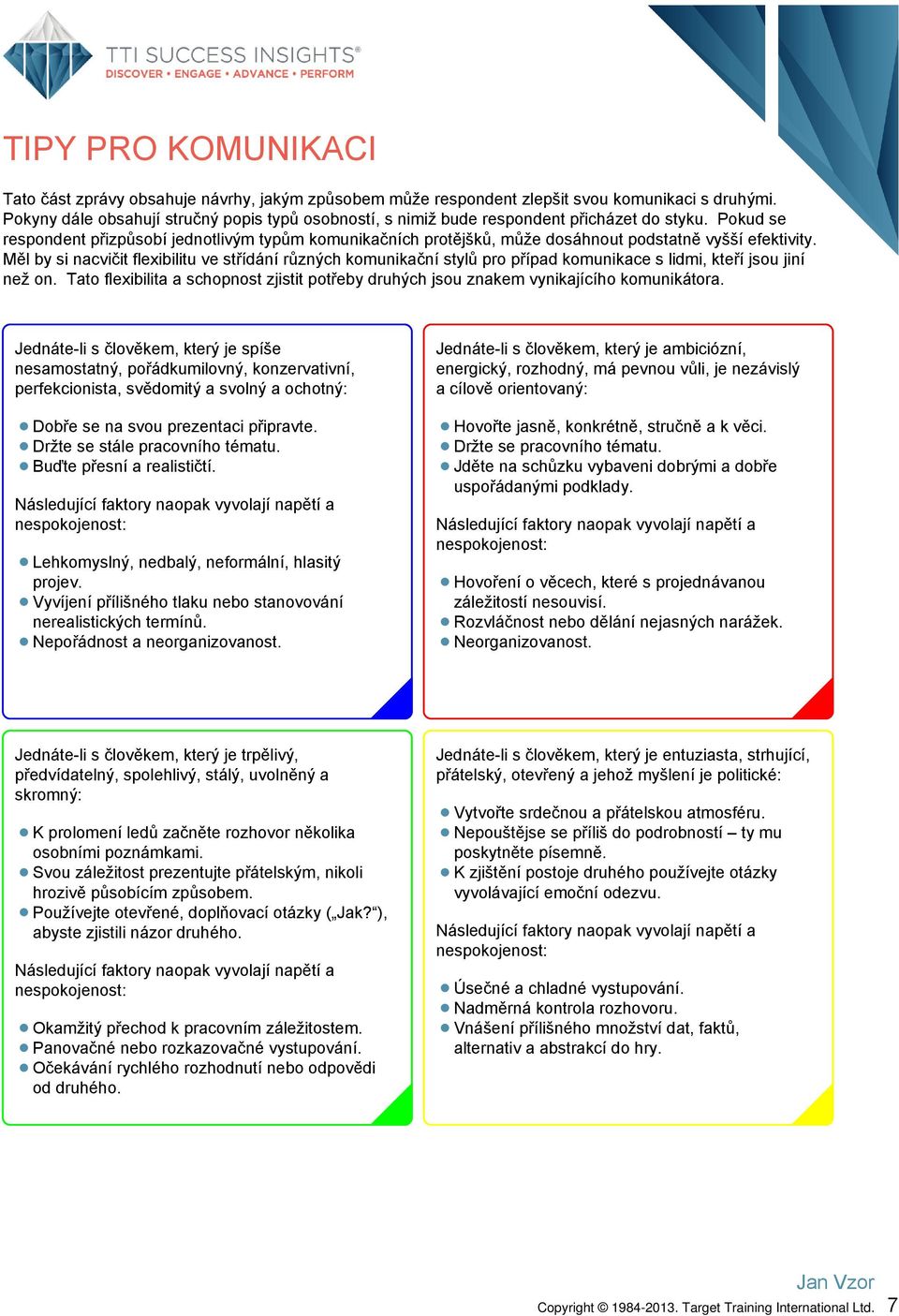 Pokud se respondent přizpůsobí jednotlivým typům komunikačních protějšků, může dosáhnout podstatně vyšší efektivity.