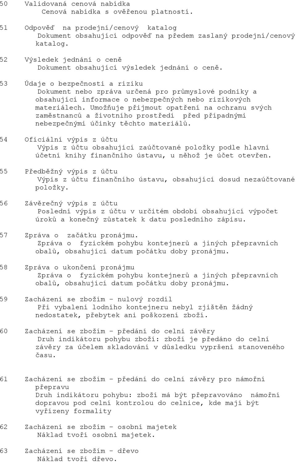 53 Údaje o bezpečnosti a riziku Dokument nebo zpráva určená pro průmyslové podniky a obsahující informace o nebezpečných nebo rizikových materiálech.