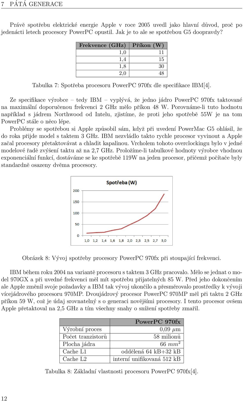 Ze specifikace výrobce tedy IBM vyplývá, že jedno jádro PowerPC 970fx taktované na maximální doporučenou frekvenci 2 GHz mělo příkon 48 W.