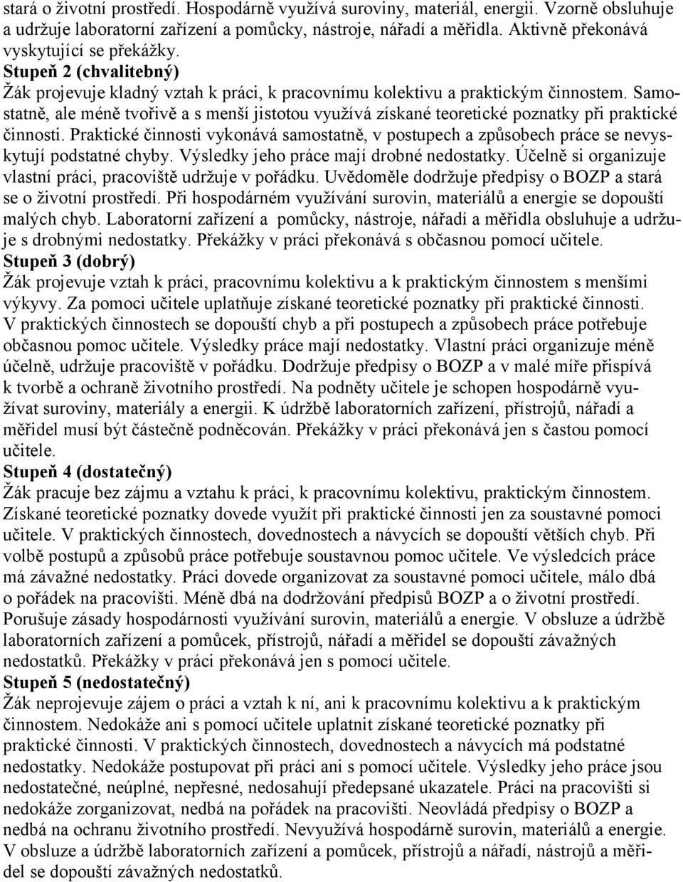 Samostatně, ale méně tvořivě a s menší jistotou využívá získané teoretické poznatky při praktické činnosti.