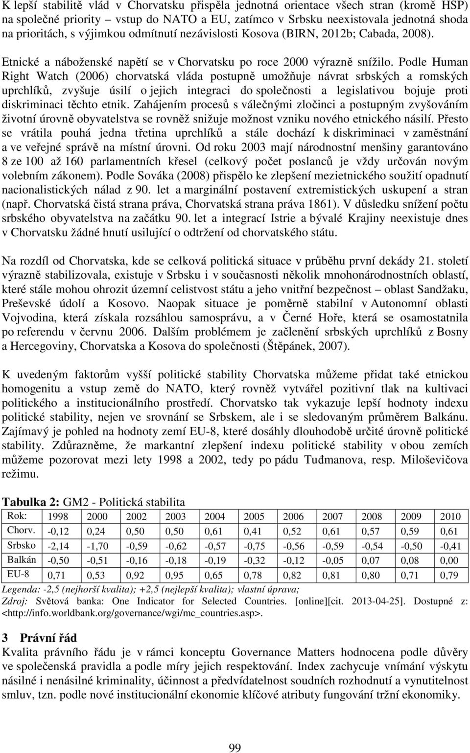 Podle Human Right Watch (2006) chorvatská vláda postupně umožňuje návrat srbských a romských uprchlíků, zvyšuje úsilí o jejich integraci do společnosti a legislativou bojuje proti diskriminaci těchto