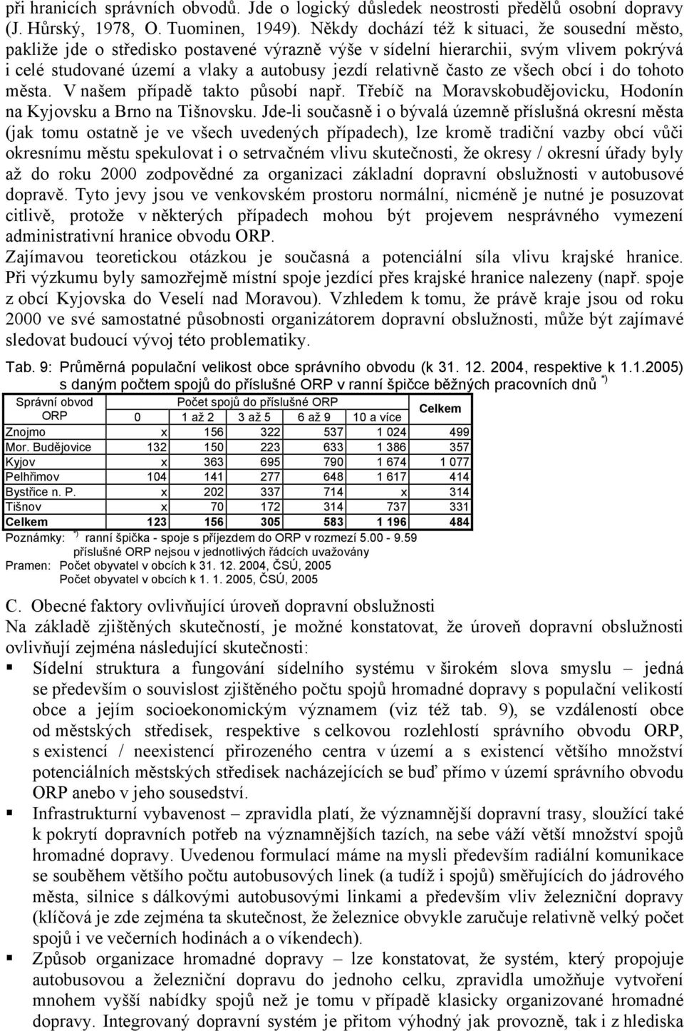 často ze všech obcí i do tohoto města. V našem případě takto působí např. Třebíč na Moravskobudějovicku, Hodonín na Kyjovsku a Brno na Tišnovsku.