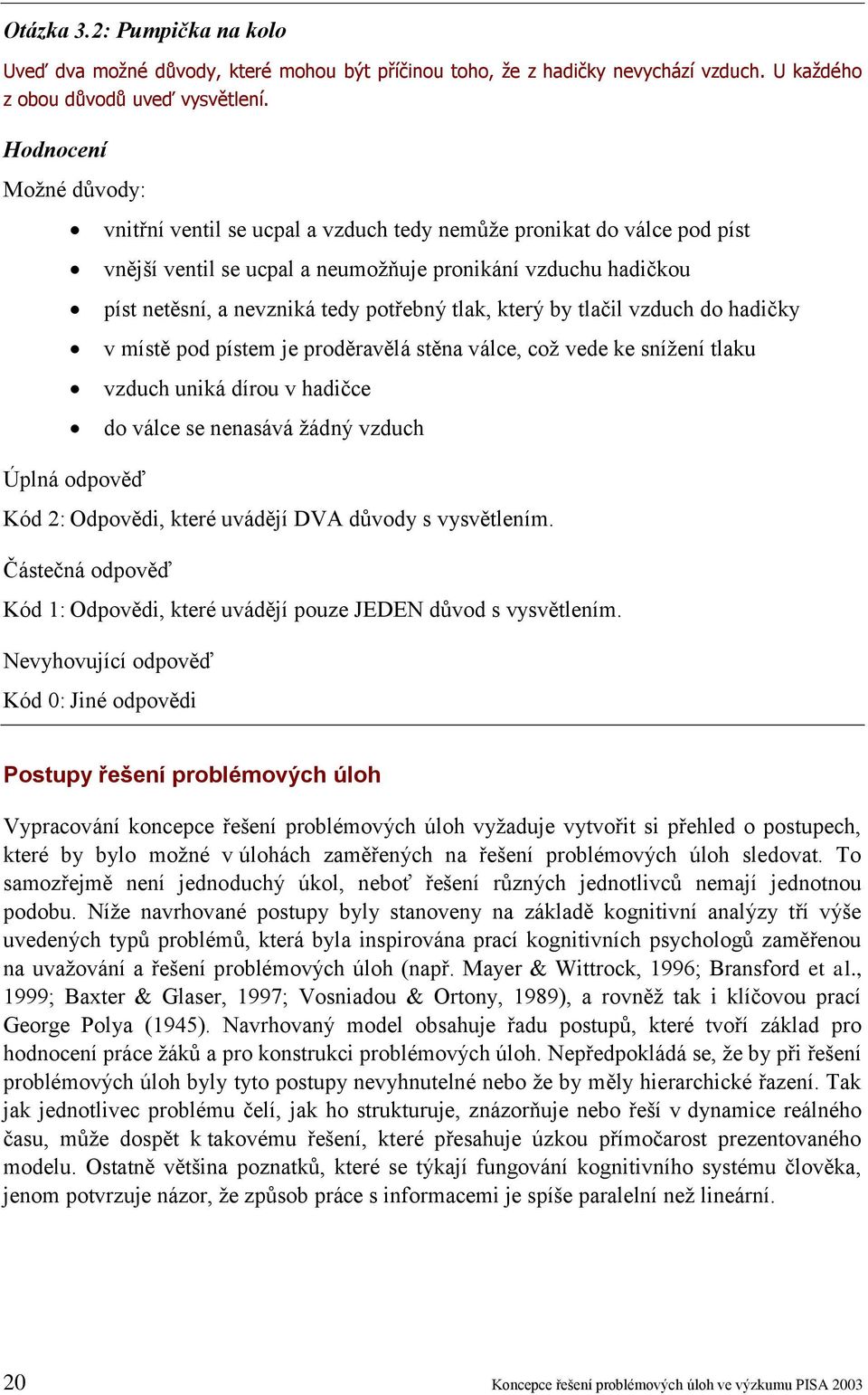 tlak, který by tlačil vzduch do hadičky v místě pod pístem je proděravělá stěna válce, což vede ke snížení tlaku vzduch uniká dírou v hadičce do válce se nenasává žádný vzduch Úplná odpověď Kód 2: