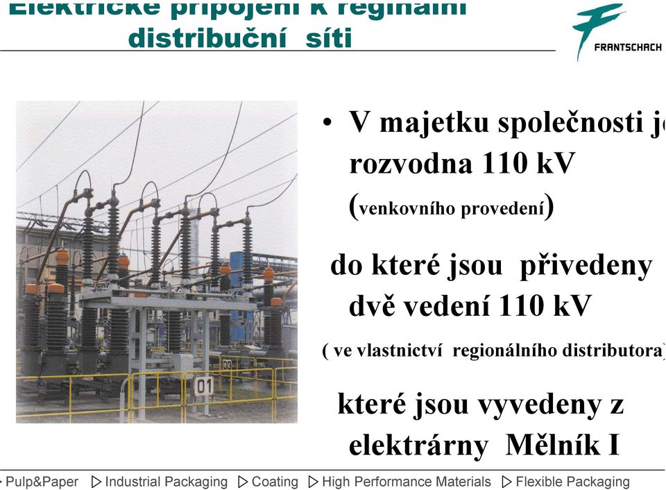 které jsou přivedeny dvě vedení 110 kv ( ve vlastnictví