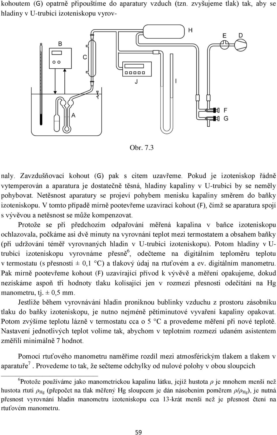 Netěsnost aparatury se projeví pohybem menisku kapaliny směrem do baňky izoteniskopu.