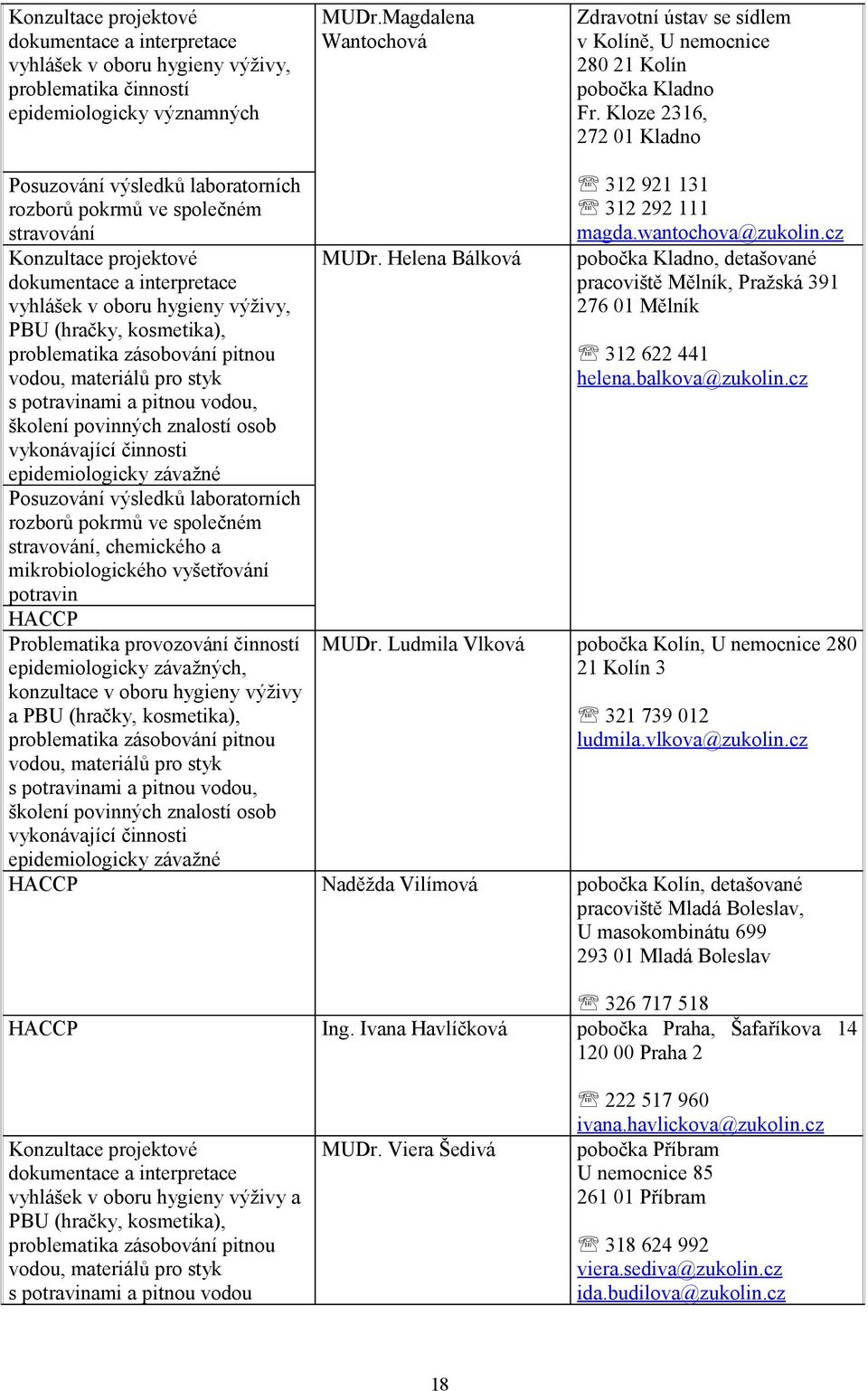 Kloze 2316, 272 01 Kladno Posuzování výsledků laboratorních rozborů pokrmů ve společném stravování Konzultace projektové dokumentace a interpretace vyhlášek v oboru hygieny výživy, PBU (hračky,