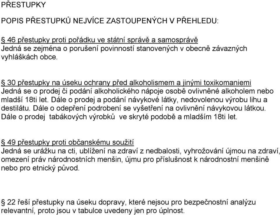 Dále o prodej a podání návykové látky, nedovolenou výrobu lihu a destilátu. Dále o odepření podrobení se vyšetření na ovlivnění návykovou látkou.