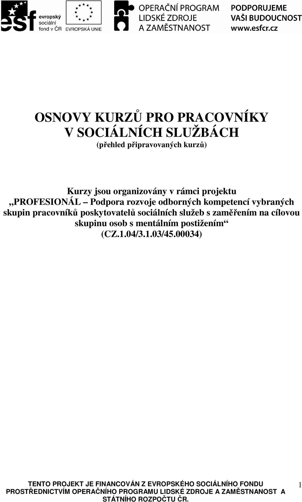 odborných kompetencí vybraných skupin pracovníků poskytovatelů sociálních