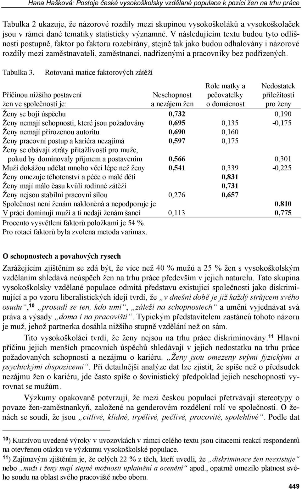 V následujícím textu budou tyto odlišnosti postupně, faktor po faktoru rozebírány, stejně tak jako budou odhalovány i názorové rozdíly mezi zaměstnavateli, zaměstnanci, nadřízenými a pracovníky bez