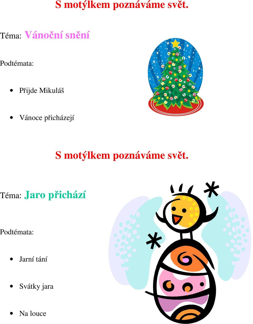 Mikuláš Vánoce přicházejí  Téma: Jaro