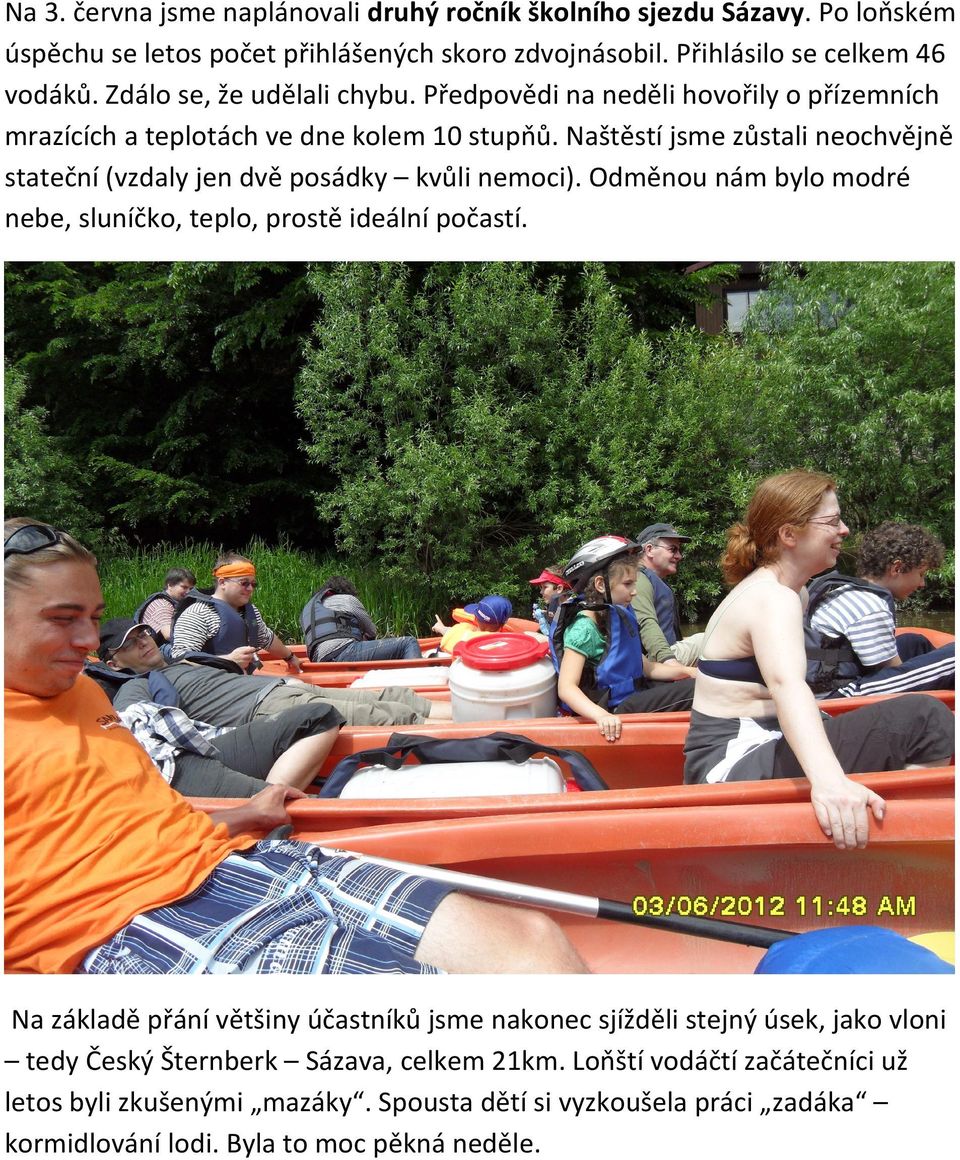 Naštěstí jsme zůstali neochvějně stateční (vzdaly jen dvě posádky kvůli nemoci). Odměnou nám bylo modré nebe, sluníčko, teplo, prostě ideální počastí.