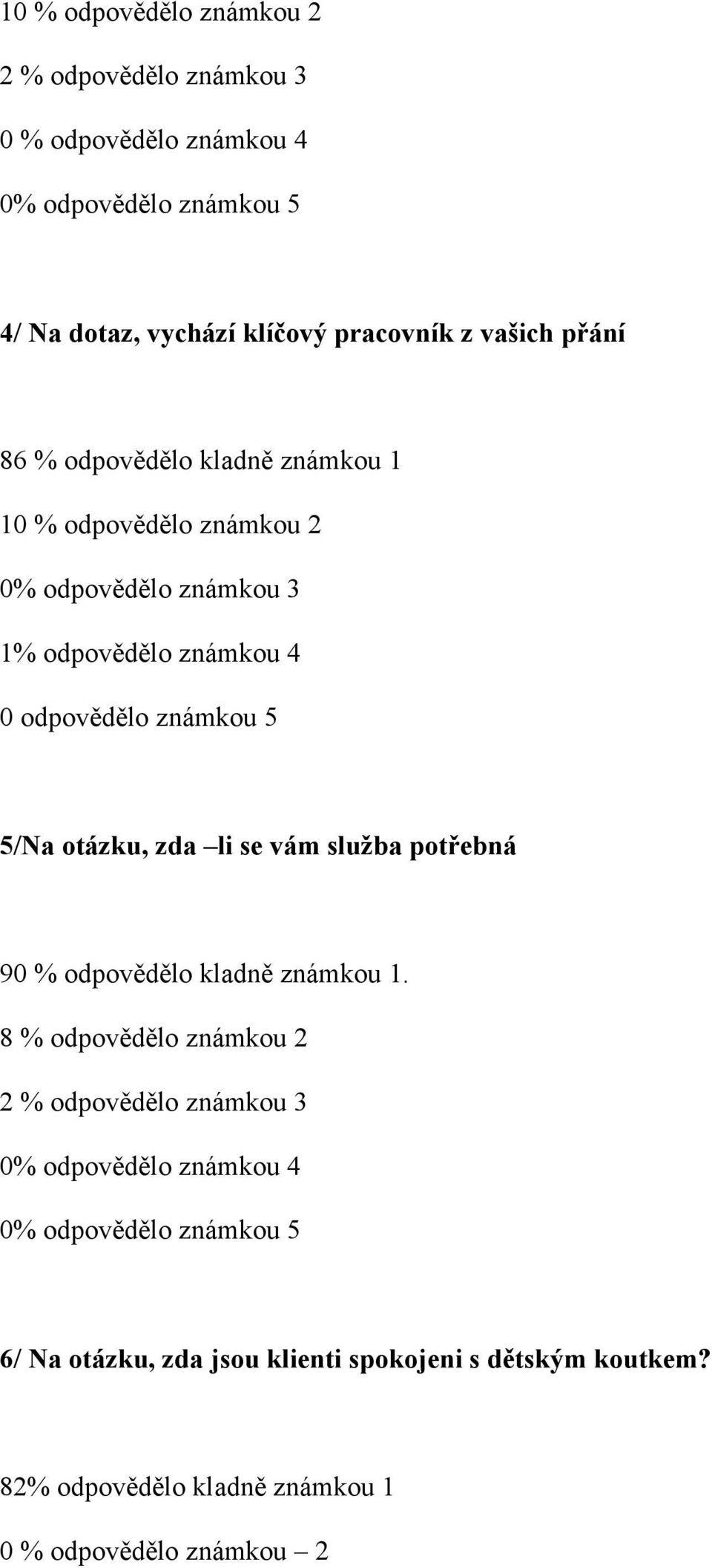 5/Na otázku, zda li se vám služba potřebná 90 % odpovědělo kladně známkou 1.