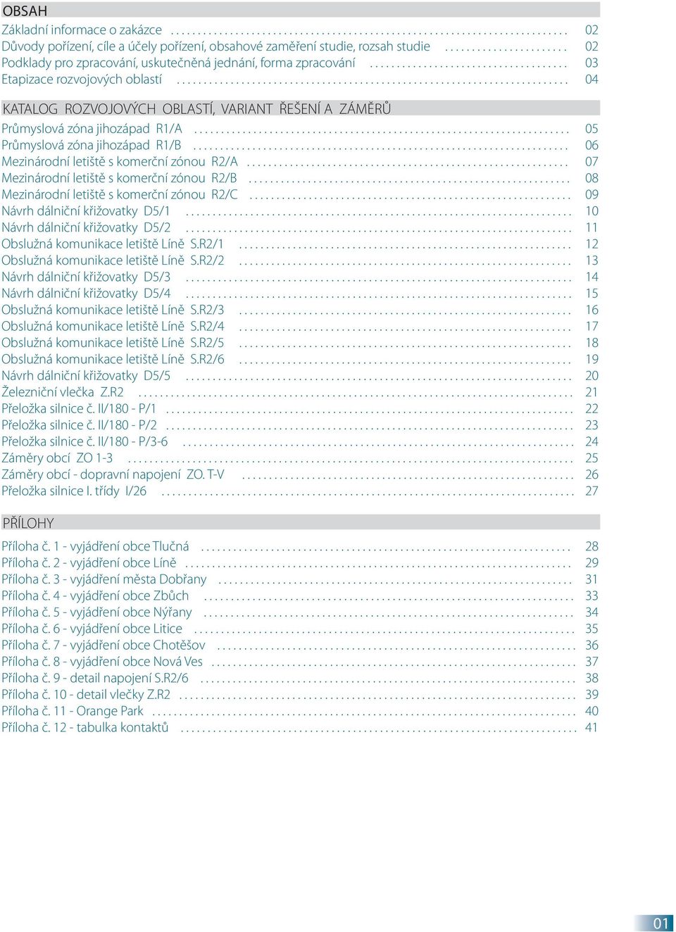 ........................................................................ 04 KATALOG ROZVOJOVÝCH OBLASTÍ, VARIANT ŘEŠENÍ A ZÁMĚRŮ Průmyslová zóna jihozápad R1/A...................................................................... 05 Průmyslová zóna jihozápad R1/B.