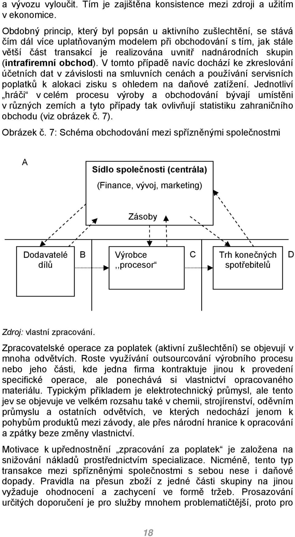 (intrafiremní obchod). V tomto případě navíc dochází ke zkreslování účetních dat v závislosti na smluvních cenách a používání servisních poplatků k alokaci zisku s ohledem na daňové zatížení.