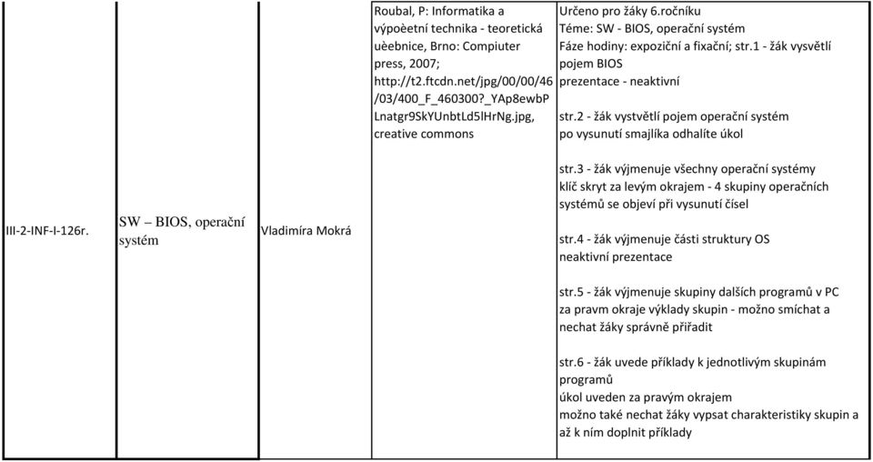 2 - žák vystvětlí pojem operační systém po vysunutí smajlíka odhalíte úkol III-2-INF-I-126r. SW BIOS, operační systém Vladimíra Mokrá str.