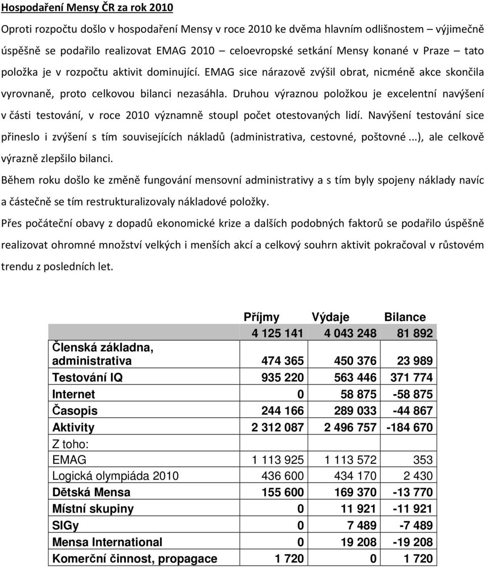 Druhou výraznou položkou je excelentní navýšení v části testování, v roce 2010 významně stoupl počet otestovaných lidí.