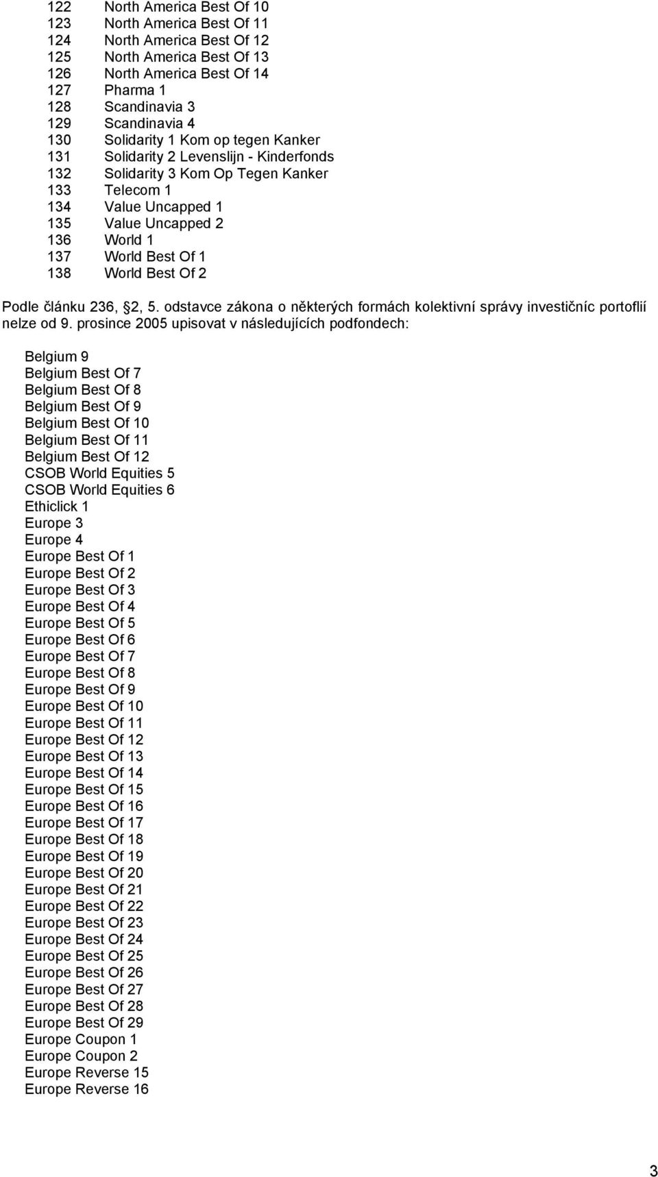 138 World Best Of 2 Podle článku 236, 2, 5. odstavce zákona o některých formách kolektivní správy investičníc portoflií nelze od 9.