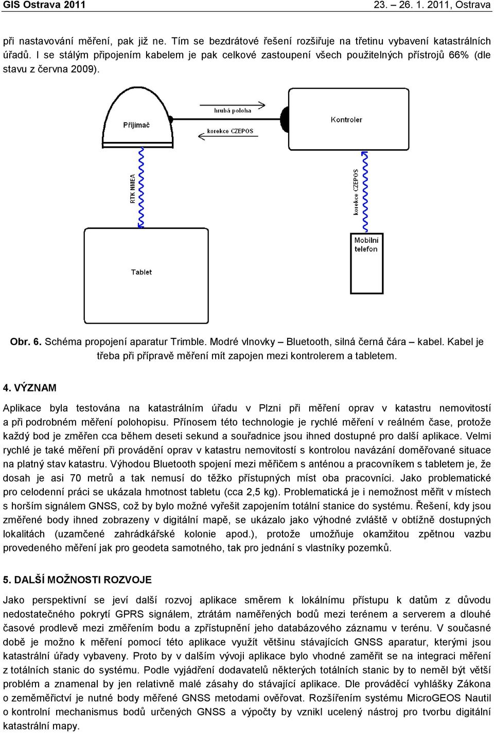 Modré vlnovky Bluetooth, silná černá čára kabel. Kabel je třeba při přípravě měření mít zapojen mezi kontrolerem a tabletem. 4.