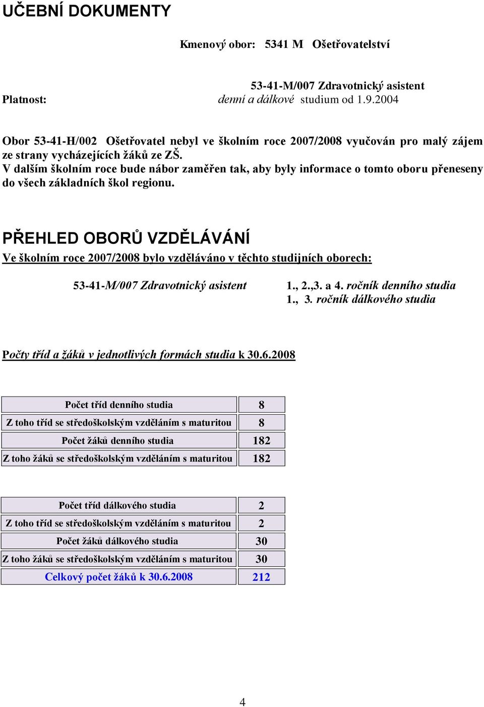 V dalším školním roce bude nábor zaměřen tak, aby byly informace o tomto oboru přeneseny do všech základních škol regionu.