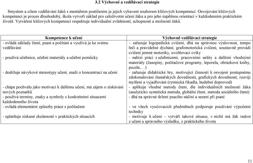 Vytváření klíčových kompetencí respektuje individuální zvláštnosti, schopnosti a moţnosti ţáků.