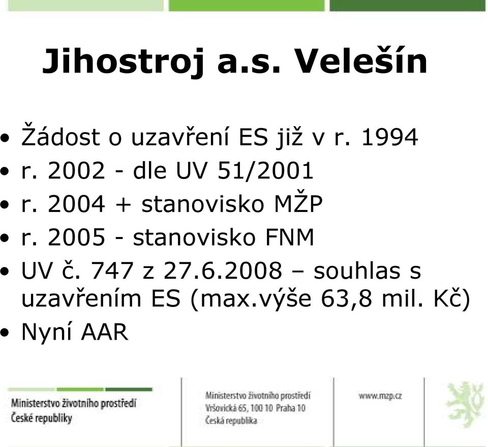 2004 + stanovisko MŽP r. 2005 - stanovisko FNM UV č.