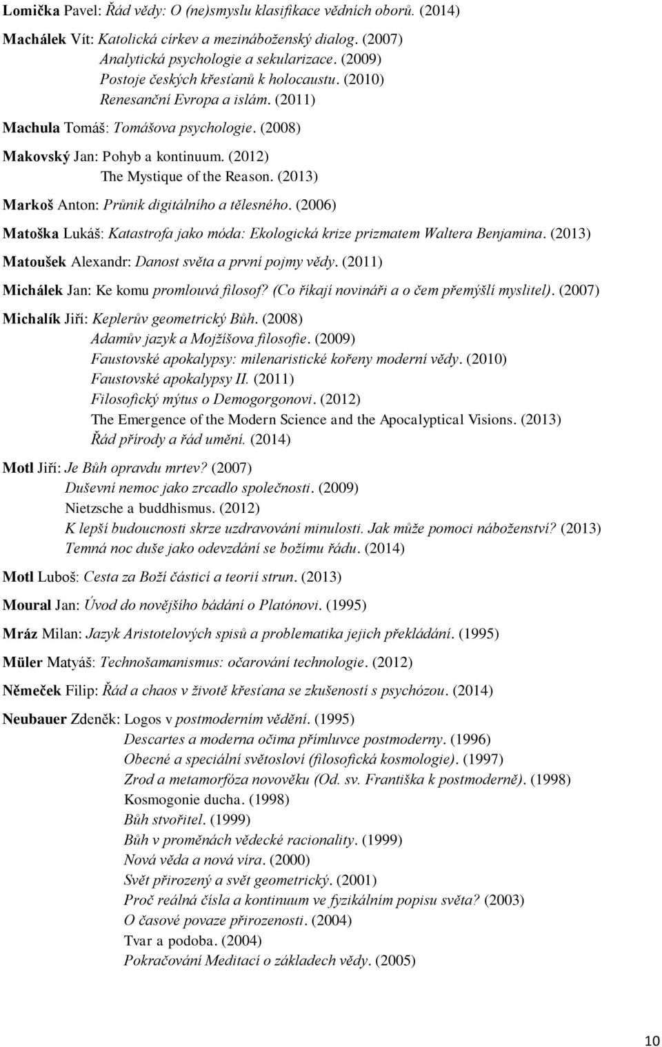 (2013) Markoš Anton: Průnik digitálního a tělesného. (2006) Matoška Lukáš: Katastrofa jako móda: Ekologická krize prizmatem Waltera Benjamina.