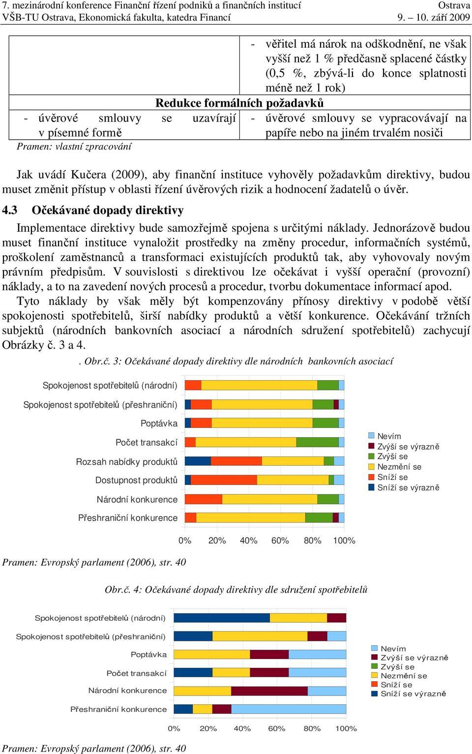 budou muset změnit přístup v oblasti řízení úvěrových rizik a hodnocení žadatelů o úvěr. 4.3 Očekávané dopady direktivy Implementace direktivy bude samozřejmě spojena s určitými náklady.