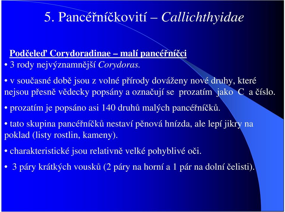 číslo. prozatím je popsáno asi 140 druhů malých pancéřníčků.