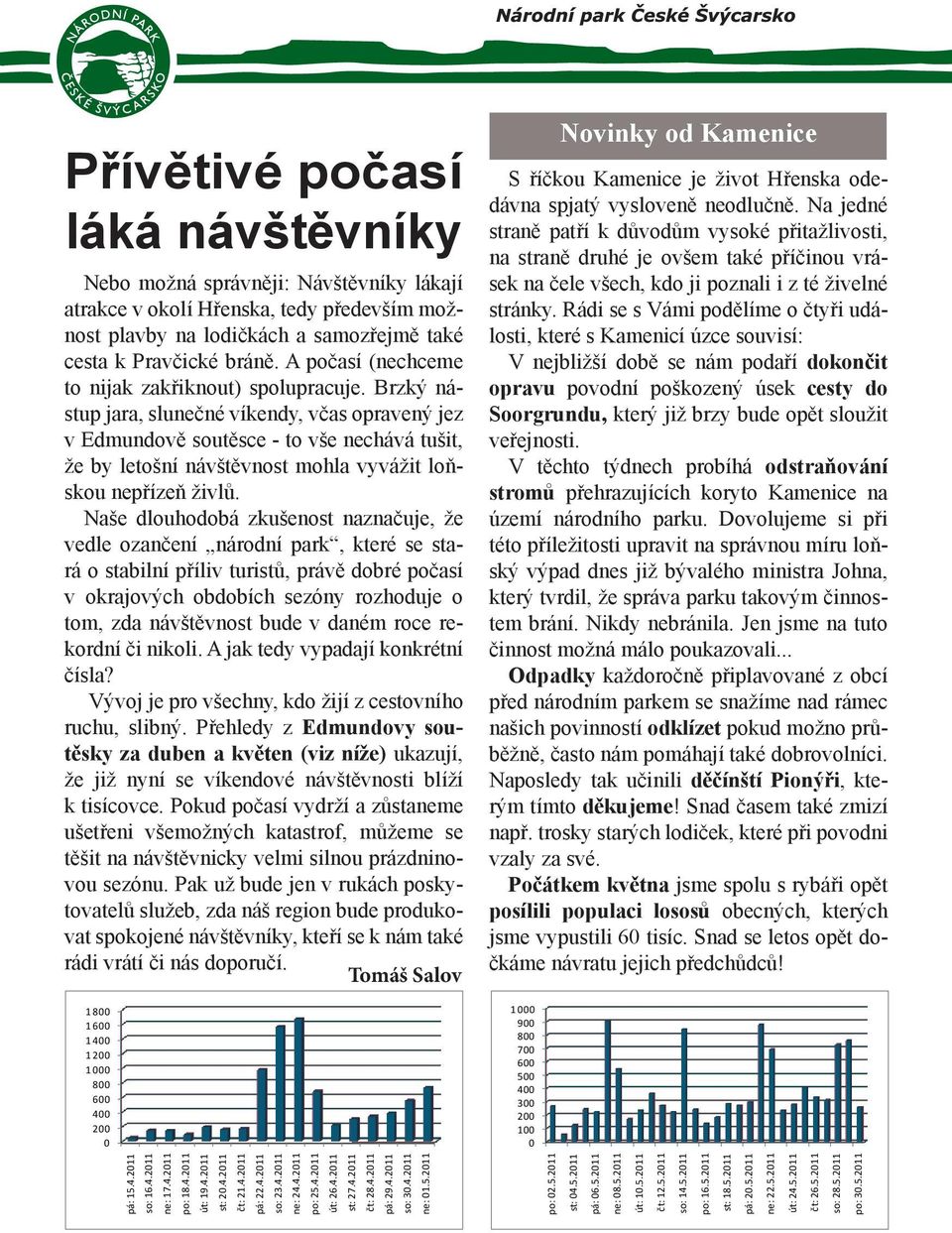 Brzký nástup jara, slunečné víkendy, včas opravený jez v Edmundově soutěsce - to vše nechává tušit, že by letošní návštěvnost mohla vyvážit loňskou nepřízeň živlů.