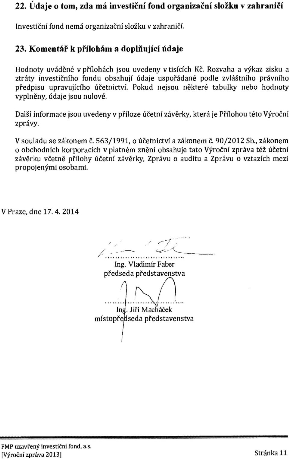 Rozvaha a vykaz zisku a ztraty investf6n1ho fondu obsahup Udaje uspopadane podle zvlagtniho pravnfho predpisu upravujfaho ucetnictvf.