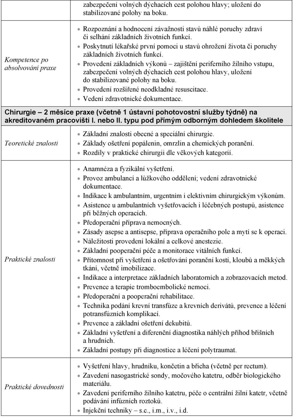 Poskytnutí lékaské první pomoci u stav ohrožení života i poruchy základních životních funkcí.